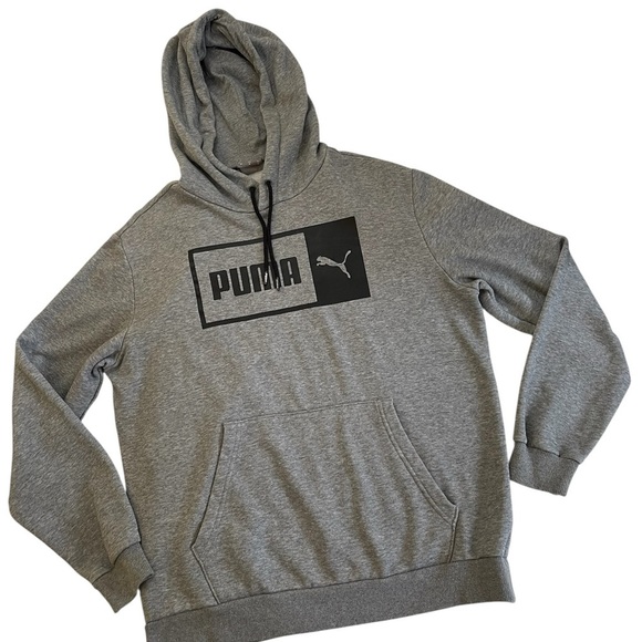 Puma Other - Puma Hoodie Men’s M Sweatshirt Heather Gray Black Logo Pullover